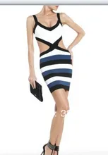 2016 black and white bandage dress for the sexy women see the waist new arrival fashion bandage dress DM528