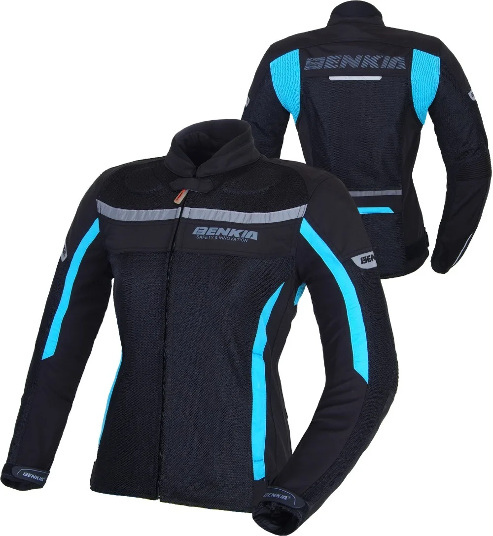 BENKIA JW32 мотоциклетная куртка женская Защитная Сетчатая мотоциклетная куртка снаряжение для верховой езды летняя дышащая мотоциклетная одежда - Цвет: Blue