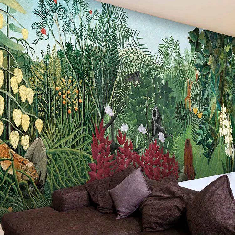 Custom 3d mural Tropical rainforest jungle green large ...