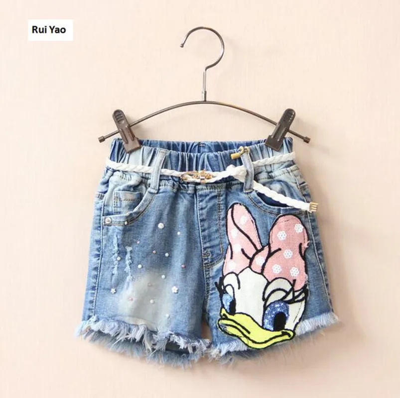 

Y1666344 Fashion Baby Shorts for Girl Shorts Denim Sashes Beading Kids Pants For Girls Pants Summer Girls Clothes Children