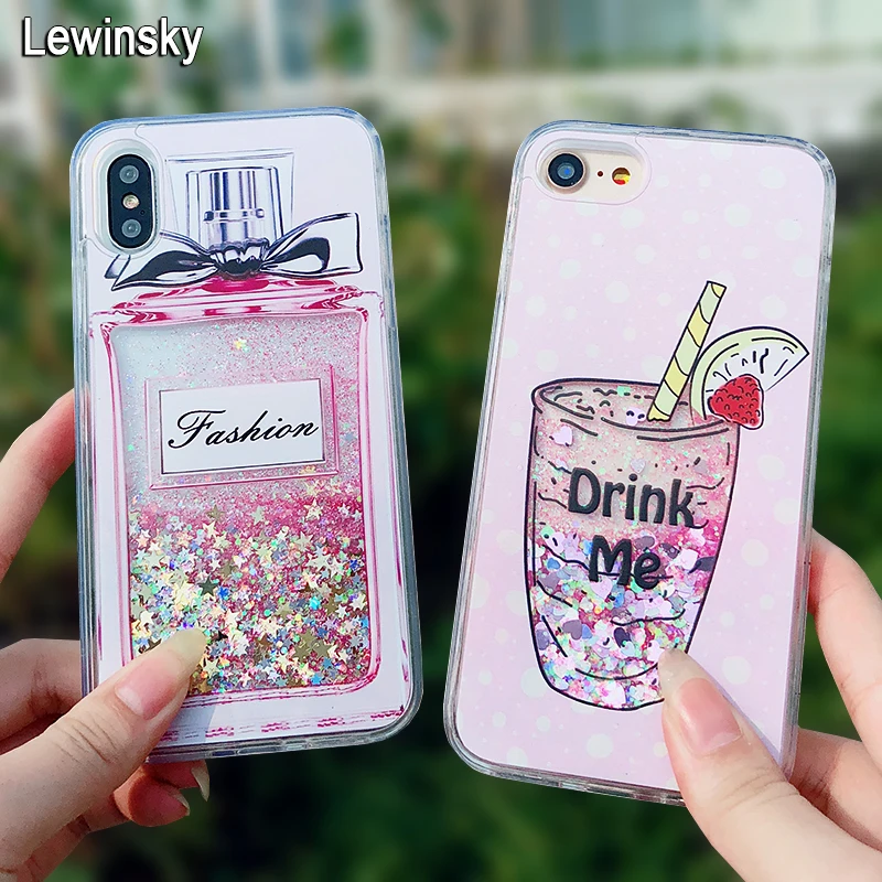 

Liquid Glitter Case For iPhone 7 8 6 6s Plus Cases For Apple iPhone X 8 7 plus 3D Cat Perfume Bottle PC Quicksand Dynamic Cover