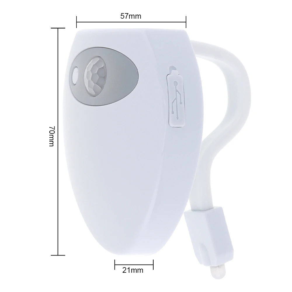  5V LED Toilet Light Smart USB Charge 8 Color Bathroom Seat Lamp PIR Body Motion Sensor Active Night - 32828027952
