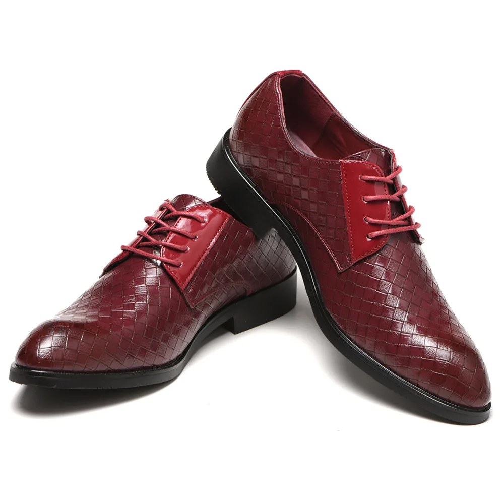 

2019 Cross-border new men's formal shoes with plaid pattern men's cross-border large-size shoes men dress shoes leather 38-48