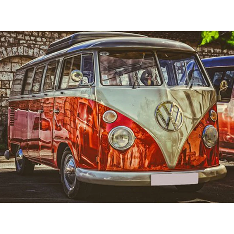 

Round/square Colorful bus full drills 5D diy embroidery pattern diamond painting street crafts 3d cross stitch kits room decors