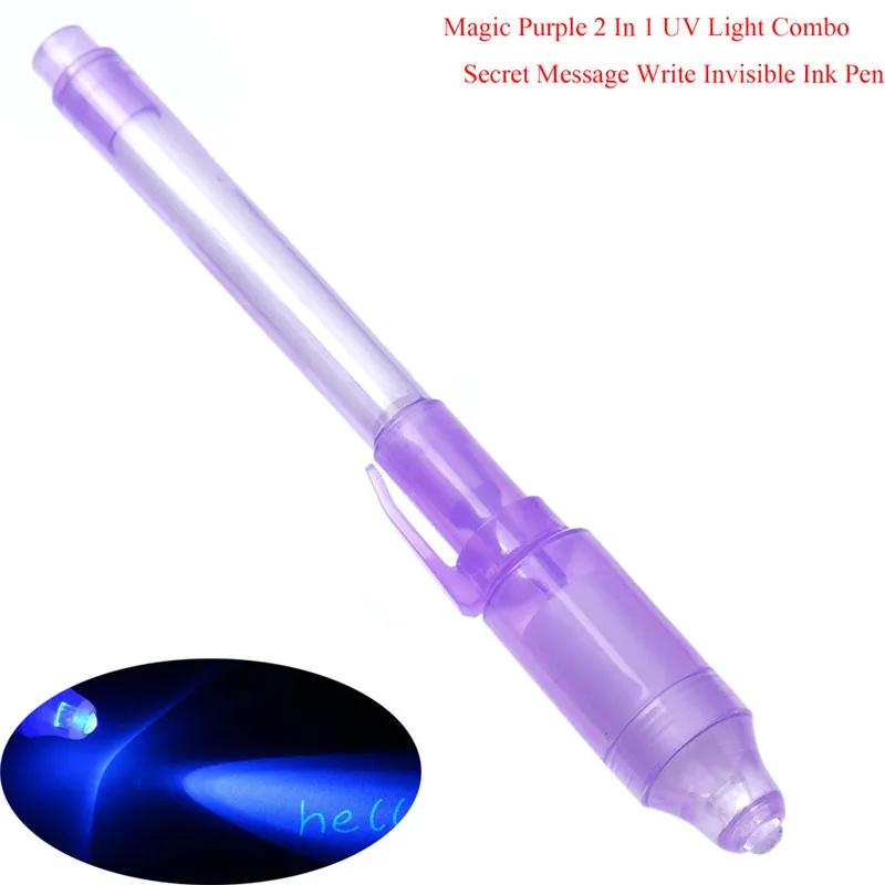 

2 In 1 UV Fluorescent pen Magic Purple Light Combo Secret Message Write Invisible Ink Pen School Supplies Stationery