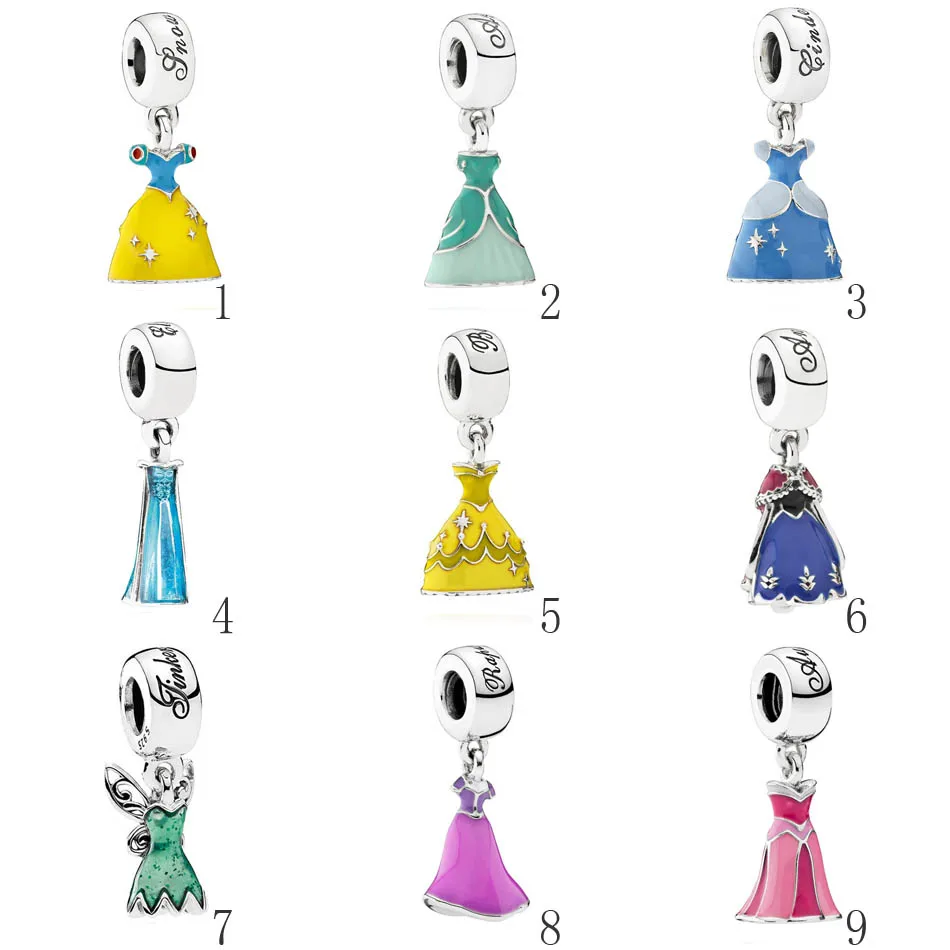 

Authentic S925 Sterling Silver DIY Jewelry Princess Dresses Dangle Charm fit Pandora Bracelet Bangle