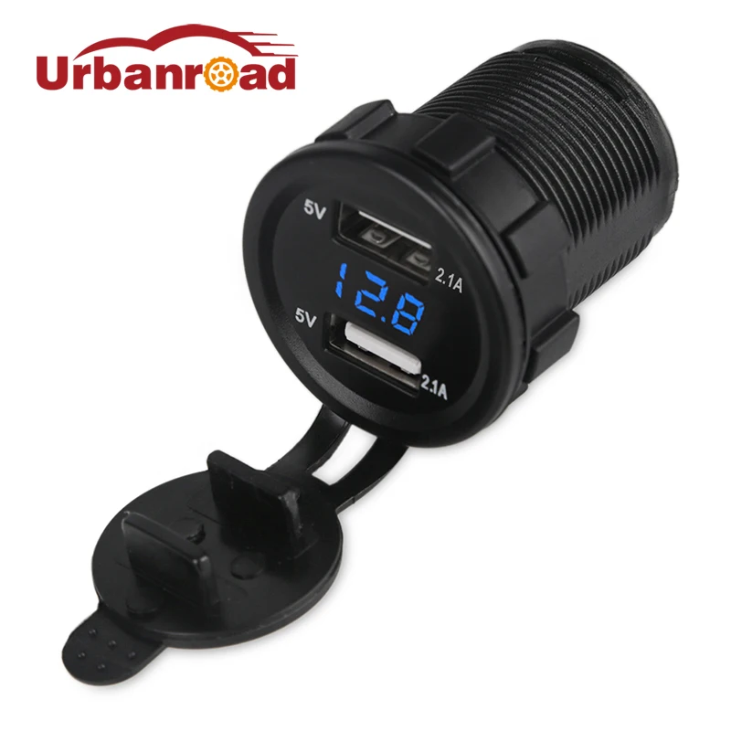 5v 2.1A 12v Dual USB Car Charger Voltmeter Voltage Meter Led USB Auto