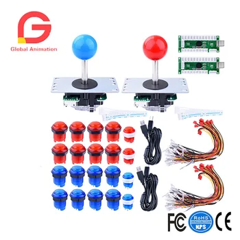 

For Raspberry Pi 3 2 Model B Retropie LED Arcade DIY Parts 2x Zero Delay USB Encoder + 2x 8 Way Joystick + 20x LED Push Buttons