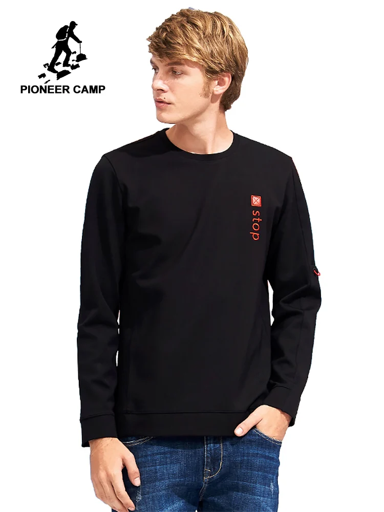 

Pioneer Camp embroidery sweatshirts men brand clothing fashion hip hop hoodies male quality stretch tracksuit black AWY701302