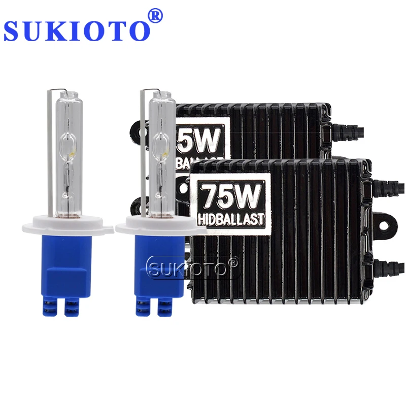SUKIOTO Car Headlight 75W HID Xenon Kit High Power 12V HID Ballast 75W Xenon H1 H3 H7 H11 HB3 HB4 D2H HID Bulb Kit 3000K-8000K (6)