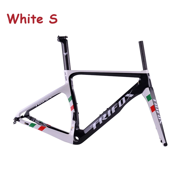 TRIFOX карбоновая рама для шоссейного велосипеда, дисковые тормоза Di2, механические, 3 K, углеродное волокно, для шоссейного велоспорта, супер светильник, рама для гоночного велосипеда - Цвет: white S