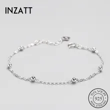 INZATT Настоящее 925 пробы Серебряный разделитель браслет-цепочка с бусинами минималистичные ювелирные изделия для женщин аксессуары для вечеринки по случаю Дня рождения подарок