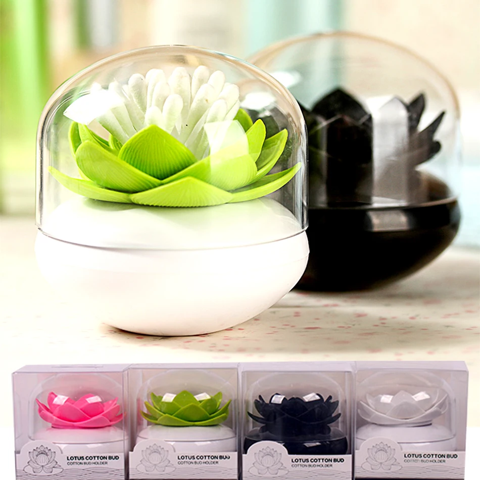 8.4*8.1 ABS Large Size  Lotus Bud Cotton Swab Toothpick Holder Box Holder Plastic Storage  Organizer Home Decor Christmas 