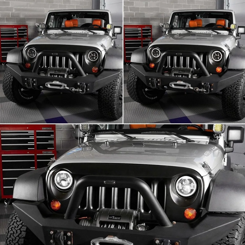 Красный Halo " 80 Вт светодиодный фонарь 4 дюйма Противотуманные фары комбо для Jeep Wrangler JK 2007