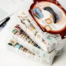 1 шт. PP многофункциональная 3 слоя 18 сеток васи лента коробка для хранения прозрачный набор инструментов коробка аксессуары ручной держатель для канцелярских принадлежностей