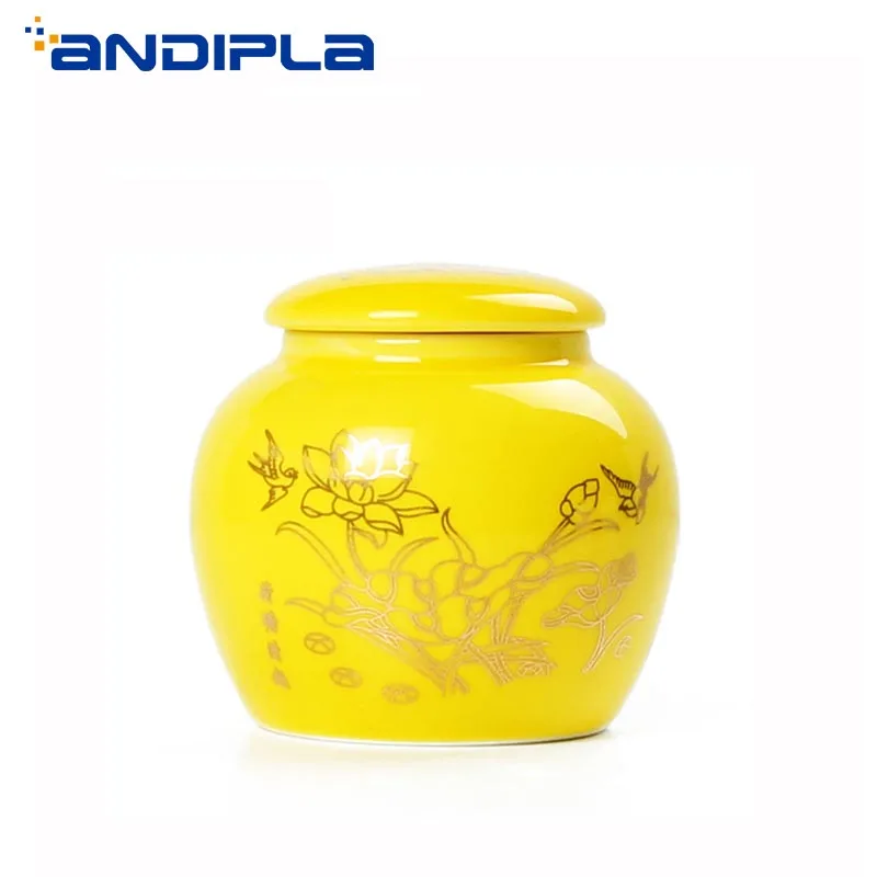 Portable Mini Ceramic Tea Cans Kung Fu Tea Set Small Tea Caddy Coffee Beans Powder Tank Kitchen