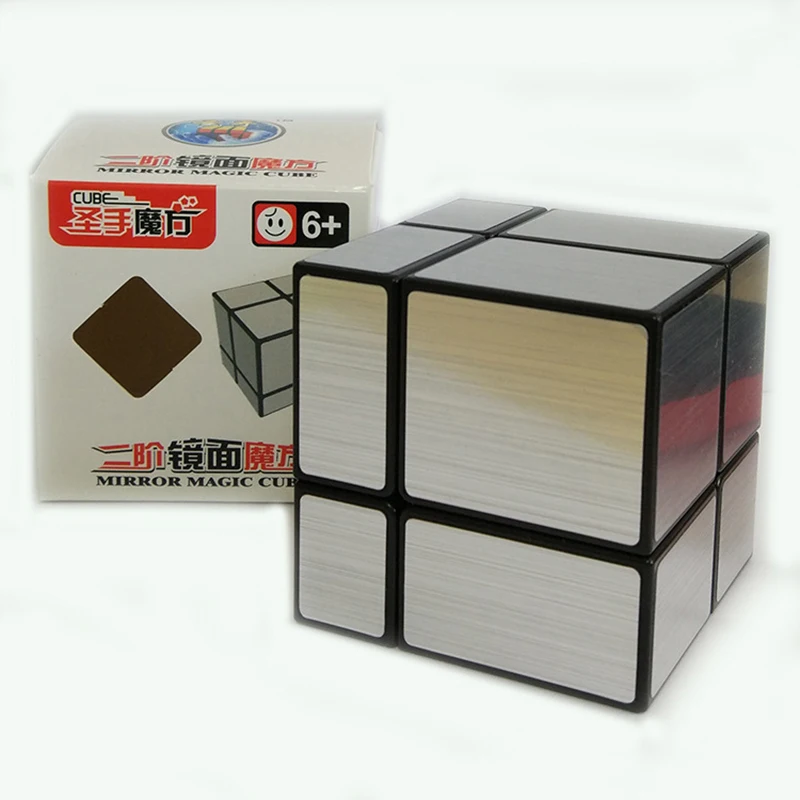 Shengshou матовый зеркальный волшебный куб 2x2x2 креативный рисунок 2 слоя с глянцевым покрытием куб извилистый пазл куб игрушка для детей