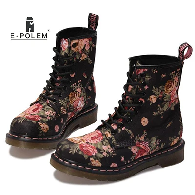 

Fashion Canvas Martin Boots for Women Autumn Winter Casaul Ankle Boots with Flowers Pattern Female Short Boots Cute Girls Shoes