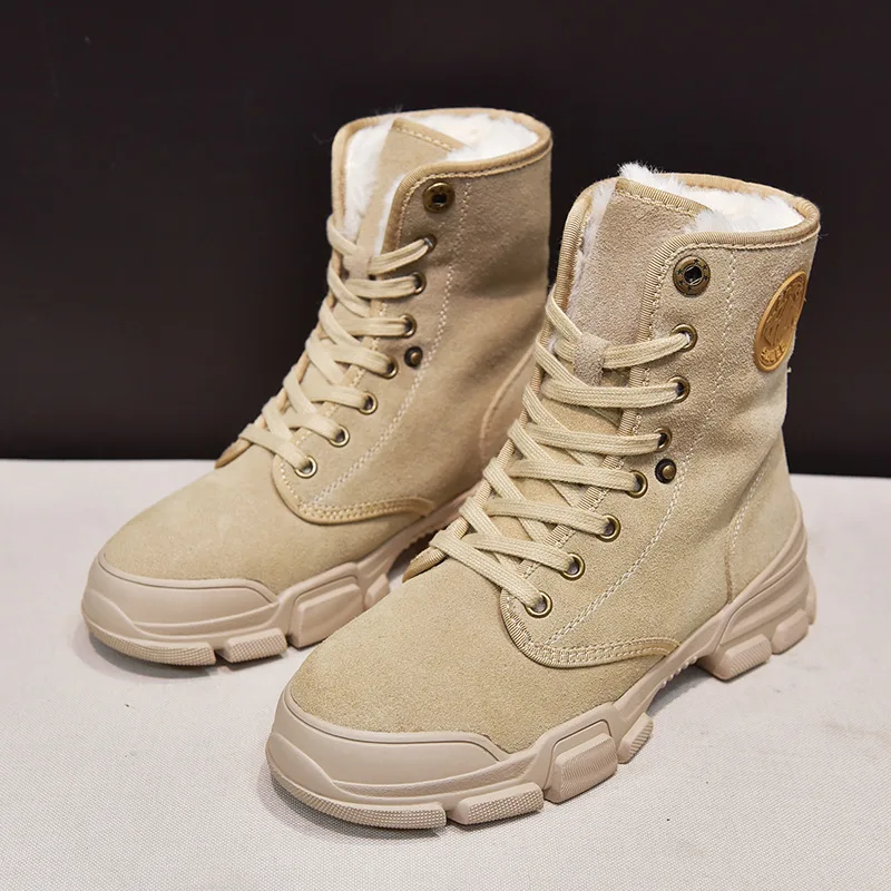 

LZJ 2019 Winter New Plus High-top Women Shoes Students With Versatile Waterproof Snow Boots Women's Tide Cotton Shoes size35-40