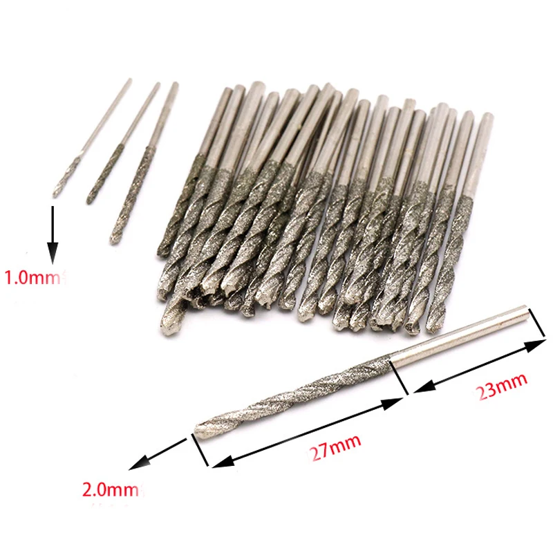 

10pcs High Speed Steel Glass polishing Diamond Coated Twist Drill Bit Set Needle Drills Jewelry Agate Fine Drilling Bits