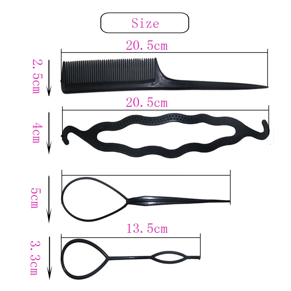 Инструмент для скручивания волос, набор для вытягивания волос, заколка для укладки волос, гребень для укладки волос, инструменты для укладки волос, аксессуары для волос для девочек, 4 шт./комбо