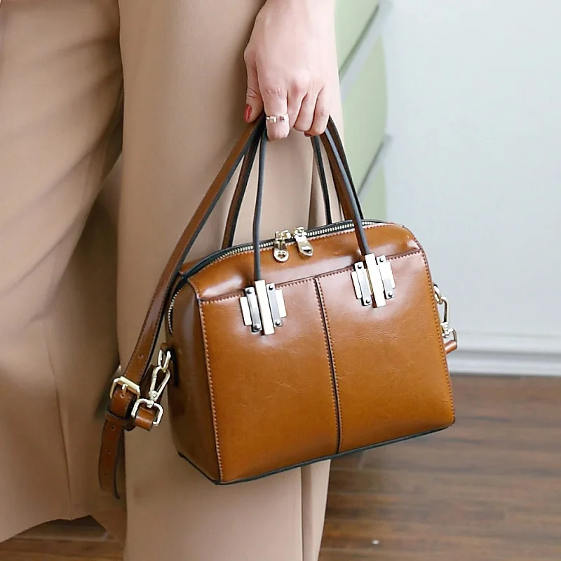 

LKX Fashion Woman Luxury Genuine Leather Crossbody Designer For Women Portable Ladies Bags Cowhide Single Shoulder Satchel