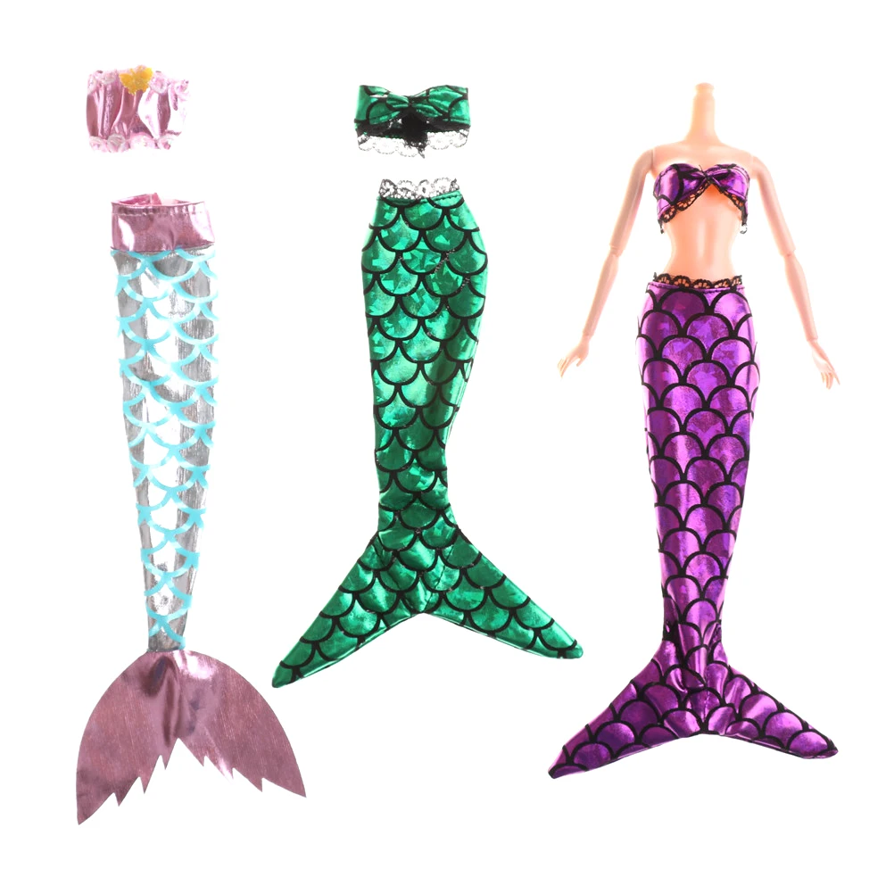

2PCS/set Handmade Dolls Mermaid Tail Dress Baby Toy Party Dress Gown Skirt For Doll Accessories Fashion Clothes