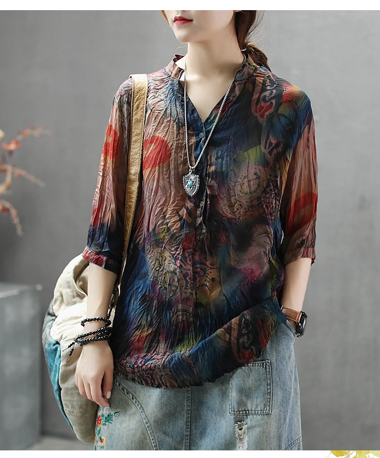 silk blouses Max LuLu Summer Korean Fashion Ladies Linen Tops And Blouses Womens Printed V Neck Chiffon Shirts Casual Vintage Cotton Clothes womens blouses