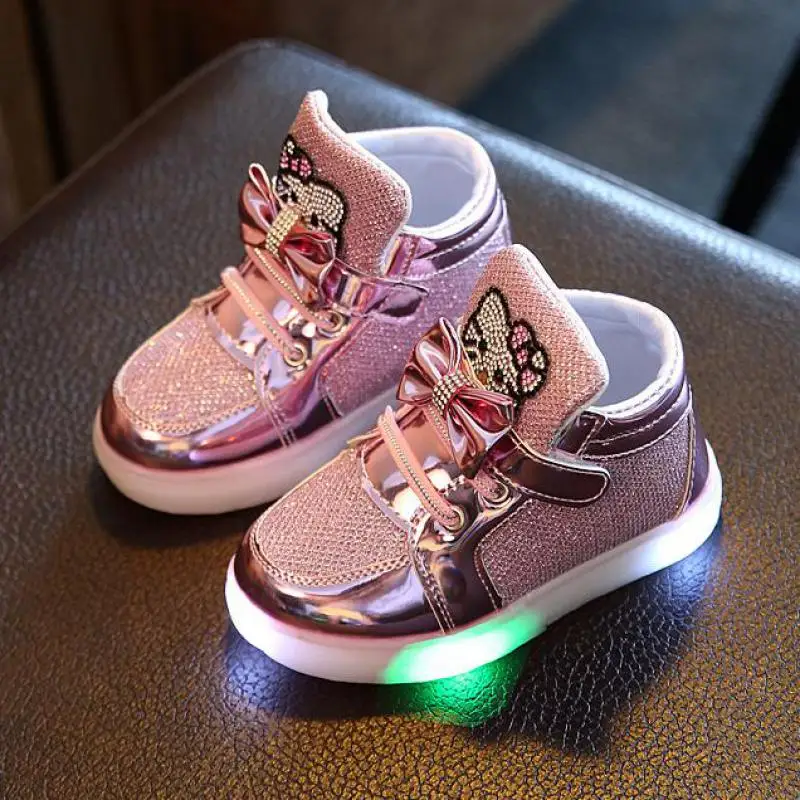Girls Shoes Baby Hook Loop Kids Light Up Led Luminous ...