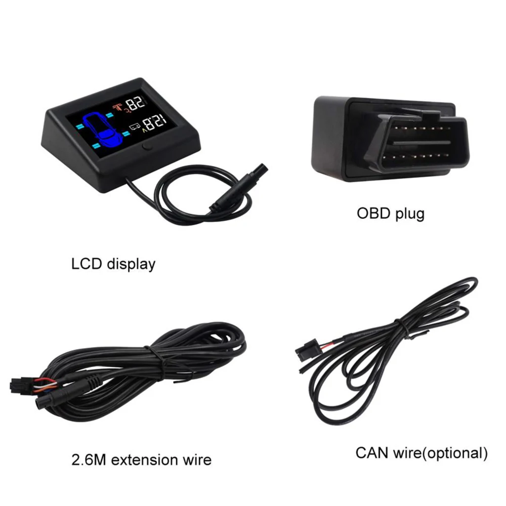 Carsanbo OBD TPMS без датчика Предупреждение предупреждение о температуре с ЖК-дисплеем без батареи DIY крепление для автомобиля Toyota, VW