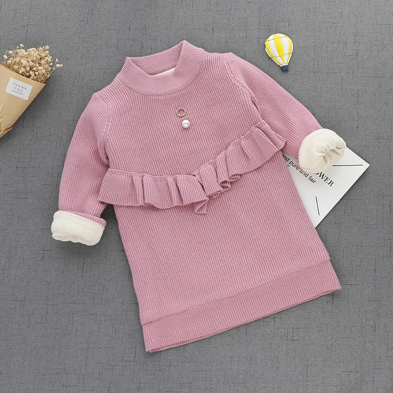 

12M-5T Baby Sweater Plus Plush Thickening Sweater Baby Girl Clothes Pullover Keep Warm Knitted Sweater For Baby Girl Winter