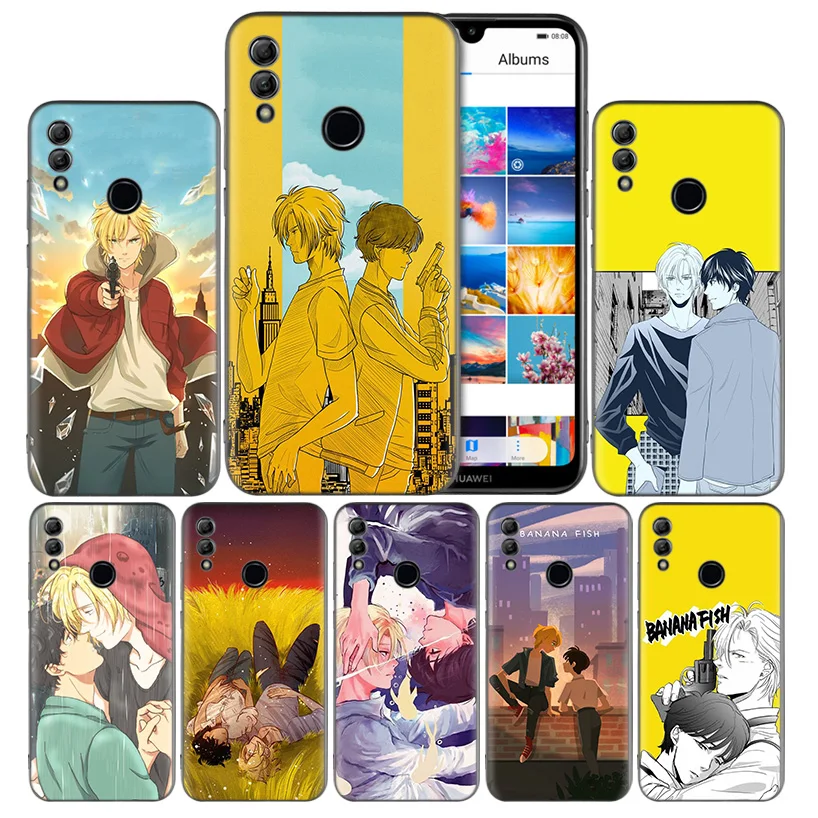 

Banana Fish Black Silicone Case Cover for Huawei Honor 8X 8C 8A 8S 10 10i Lite Play V20 Y9 Y7 Y6 Y5 Prime 2018 2019