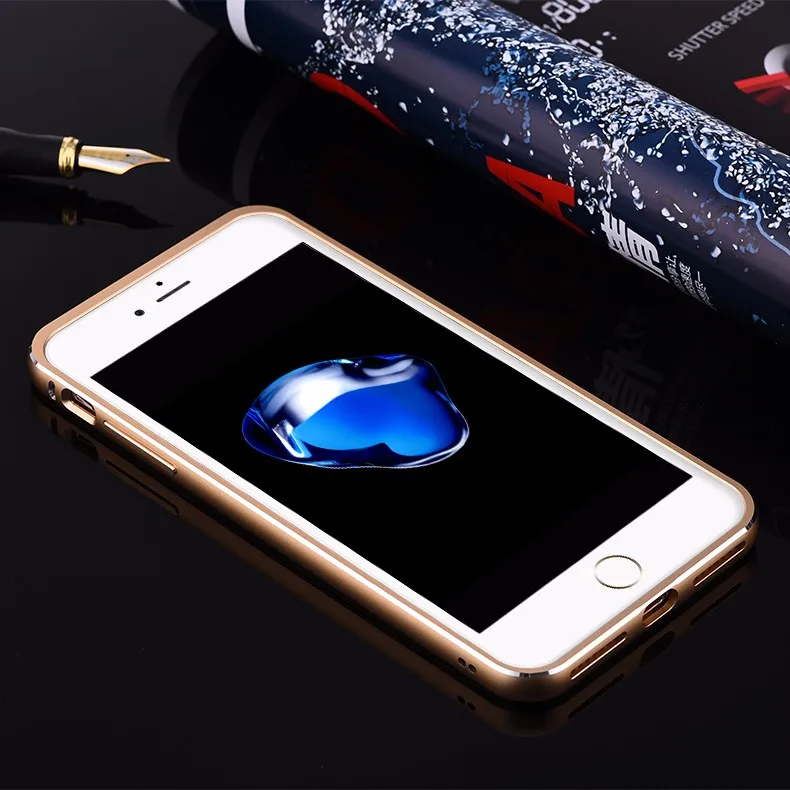 iMatch Aviation Aluminum Alloy Metal Bumper Tempered Glass Back Cover Case for Apple iPhone 7 Plus & iPhone 7