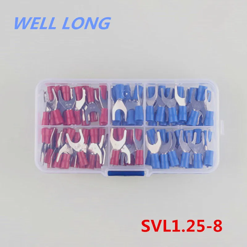 

SVL1.25-8 Furcate Fork Spade 22~16AWG Wire Crimp pressed terminals Cable Wire Connector Kit.