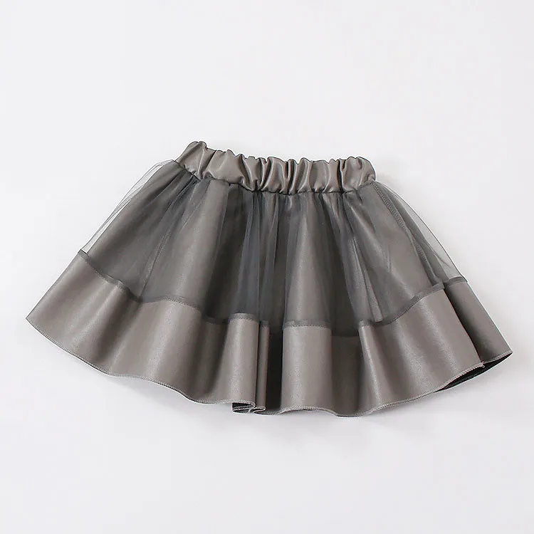 Fanfiluca Girls Skirts 2018 New Baby Girl PU Faux Leather Mesh Patchwork Skirt Autumn Clothes Girls 8 Years Pink Tutu Pettiskirt004