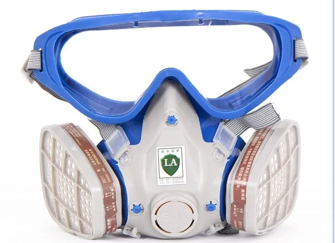 Acheter Silicone respirateur masque à gaz pesticides pintura plein visage masque du filtre à charbon de pulvérisation de peinture gaz boxe protéger masque