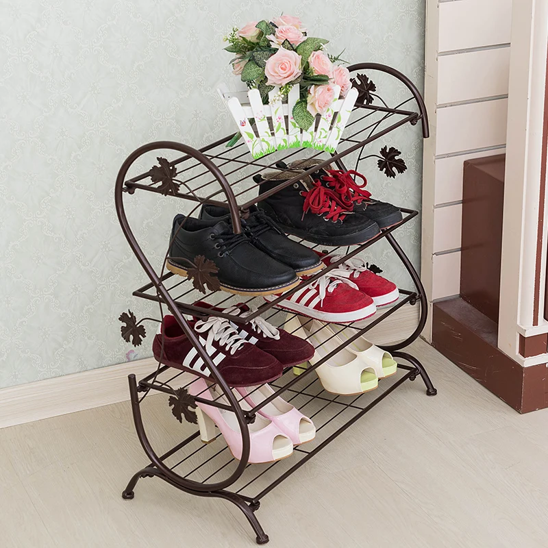 Horizontal floor living room, wrought iron shoe rack modern four bedroom slippers corner shelf