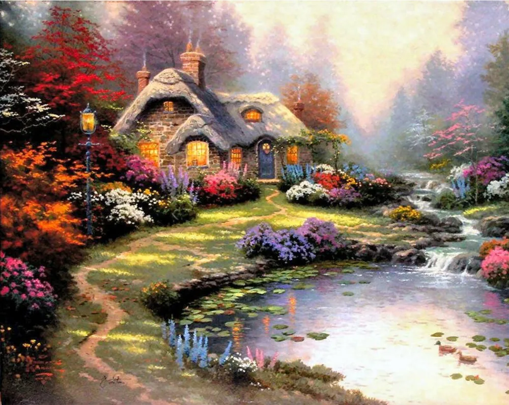 

T K Oil Painting- Everett's Cottage