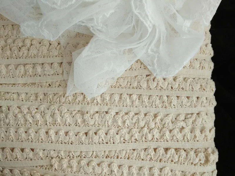 

30 yard 1.4cm 0.55" wide beige cotton embroidered tapes lace trim ribbon QL4K96QD2117