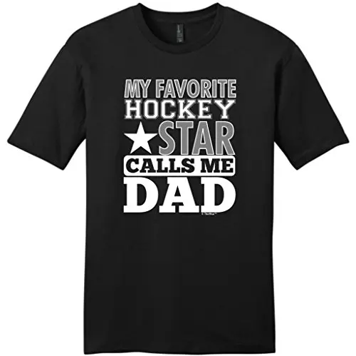 Summer 2016 100% Cotton Graphic My Favorite Hockeyer Star Calls Me Dad Young Crew Neck Short-Sleeve Mens T Shirts | Мужская одежда