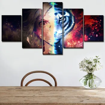 

Canvas Painting Wall Art Poster 5 Panel Anime Bungou Stray Dogs Modular Pictures For Living Room Home Decorative Framework