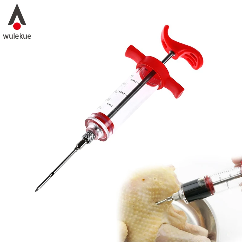 Wulekue Meat Syringe Marinade Injector Turkey Chicken Flavor Syringe Cooking Sauce Injection