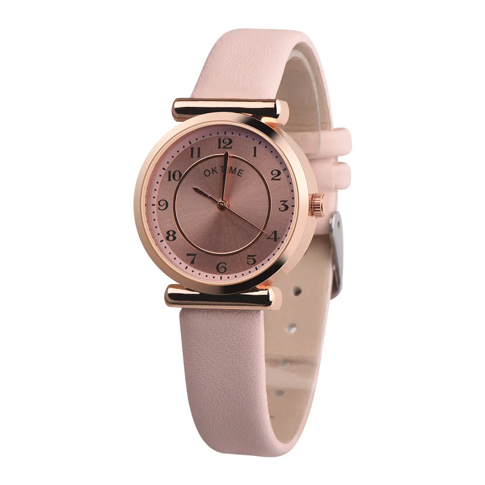 Роскошные модные женские часы, кварцевые Ретро дизайн, кожаный ремешок, аналоговые кварцевые наручные часы из сплава, женские часы Bracelet P20