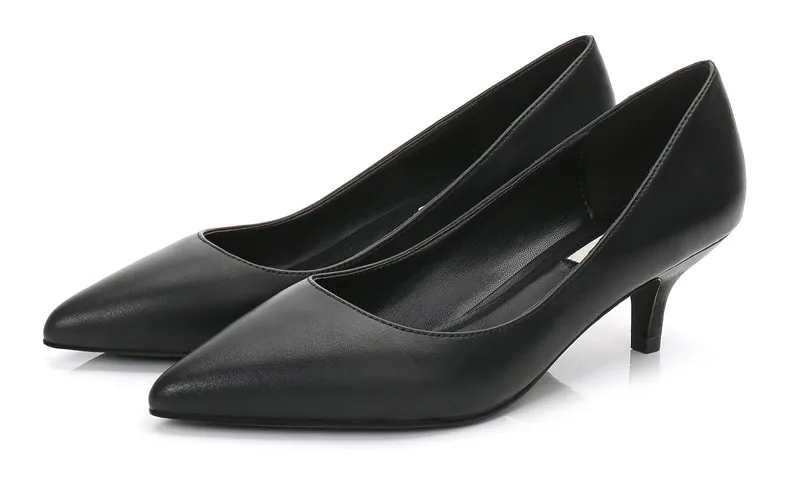 Рабочая обувь на каблуке 5 см темно-синие женские офисные туфли-лодочки из микрофибры Брендовая женская обувь свадебные туфли с острым носком K-225 - Цвет: Черный