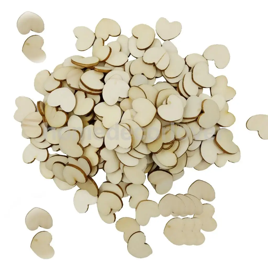 

200 Pieces Wood Cutout Shapes Unfinished Heart Slices for Scrapbooking Craft 12x15mm