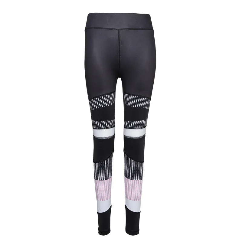 Высокая Талия Тонкий Фитнес Леггинсы для женщин 2017 женский Черный Принт