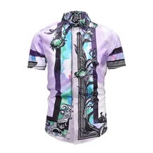 Истинный ревеллер Модные цветные меховые цветочные рубашки для мужчин летняя блуза в клетку с коротким рукавом розовая рубашка вечерние Клубные мужские клетчатые Топы