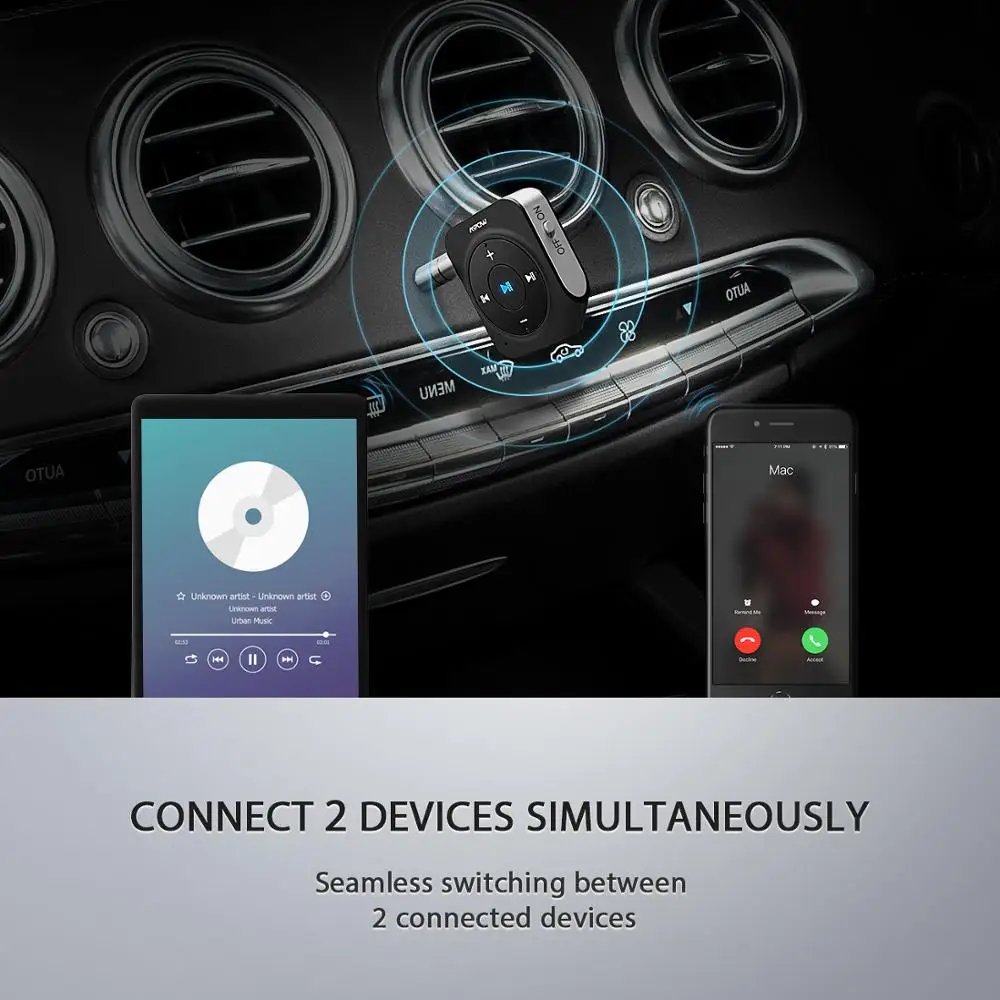 Mpow Bluetooth приемник 4 1 автомобильный адаптер портативный комплект CVC 6 0