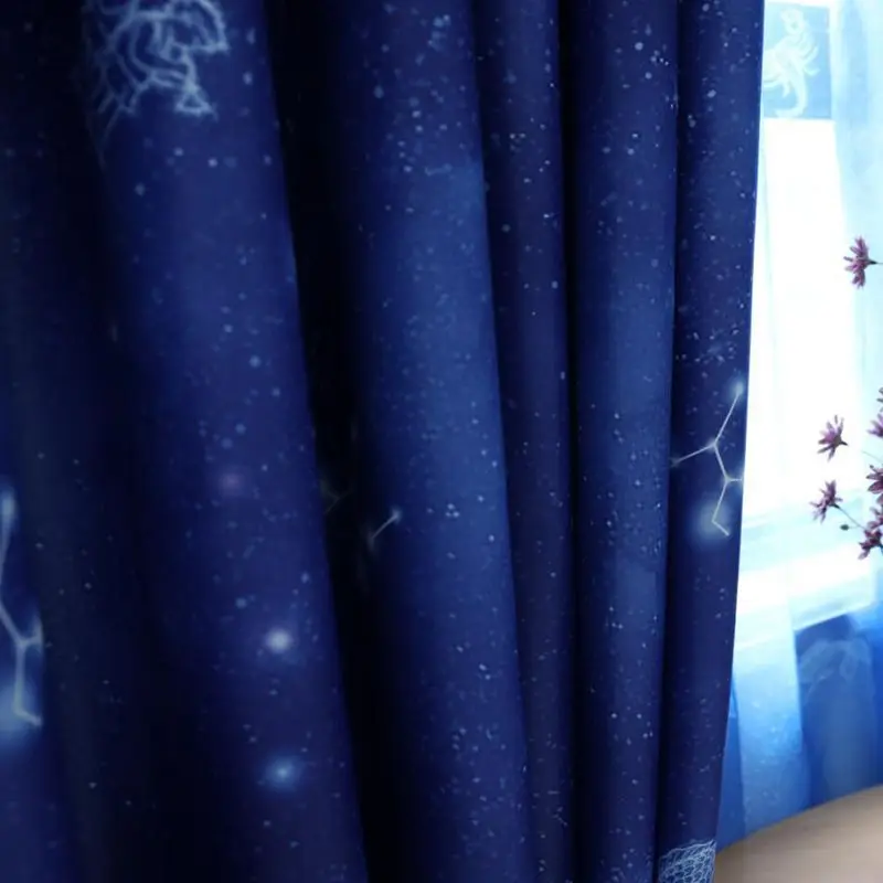 Уникальные и романтические темно-синие занавески с изображением звездного неба для гостиной, корейская детская спальня, Звездные шторы, WP111-40