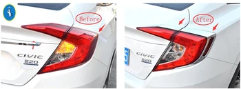 

Yimaautotrims Auto Accessory Trunk Rear Tail Lights Eyebrow Eyelid Cover Trim 4 Pcs For Honda Civic 2016 2017 Sedan Chrome ABS